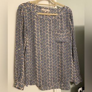 Loft Printed Top with tie up sleeves